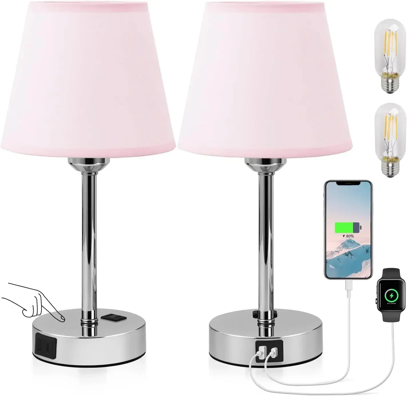 Bedside Table Lamps Set of 2