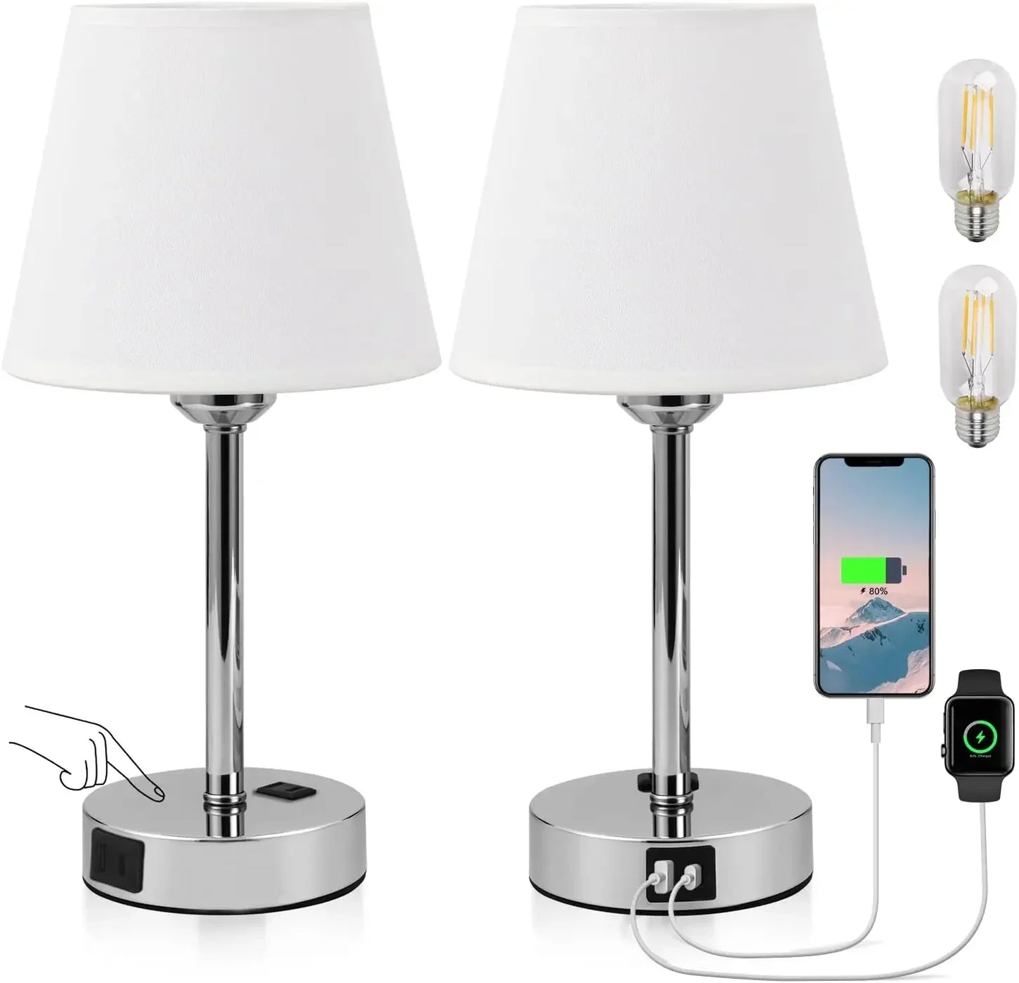 Bedside Table Lamps Set of 2