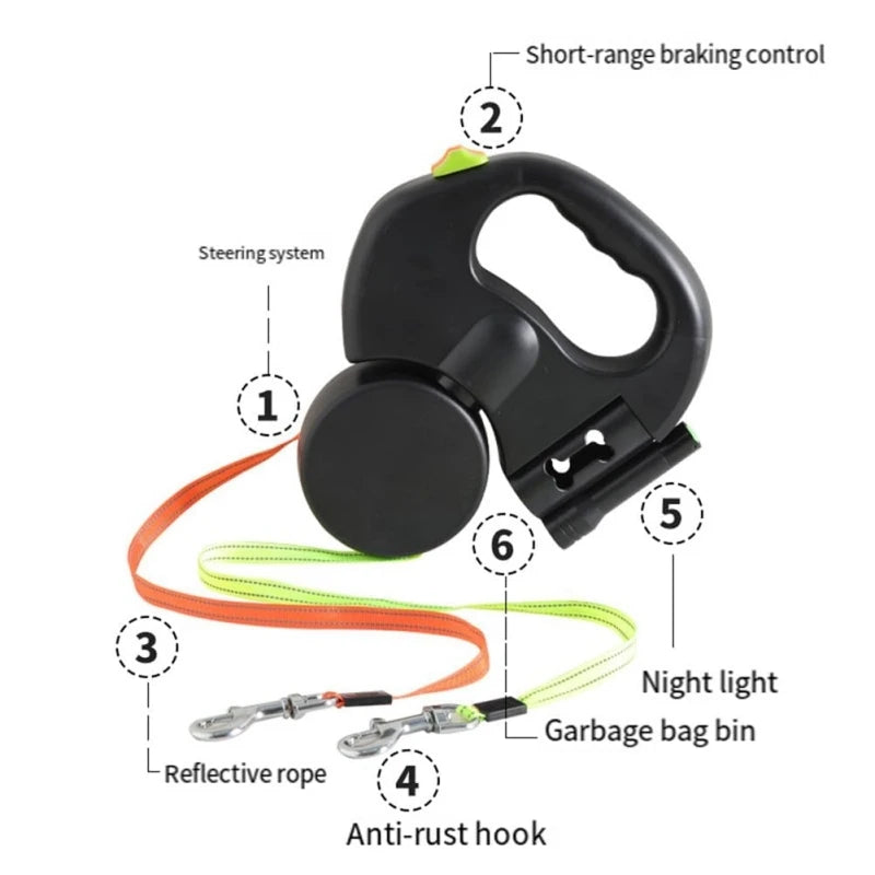 Self-retracting leash with LED Light