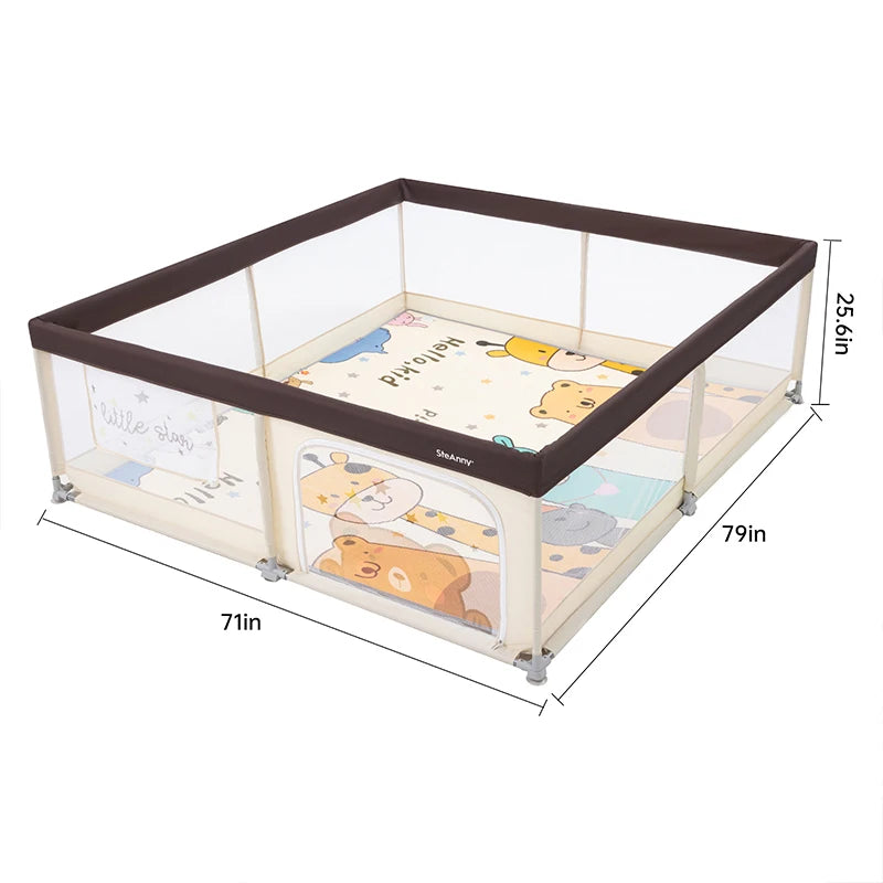 71" x59" Large Playyard,Baby Playpen with Mat