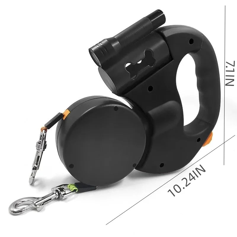 Self-retracting leash with LED Light