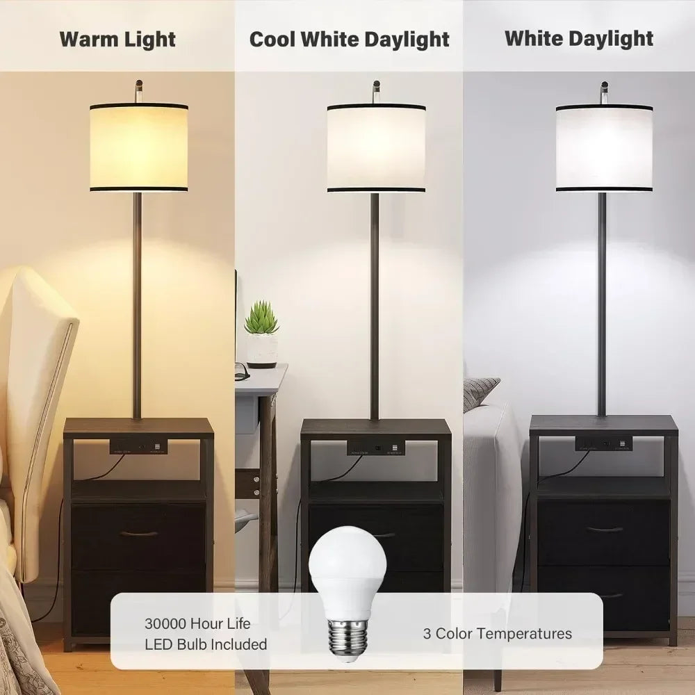Floor Lamp with Table & 2 Drawers
