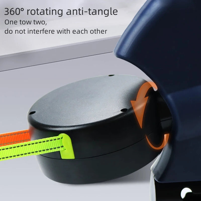 Self-retracting leash with LED Light