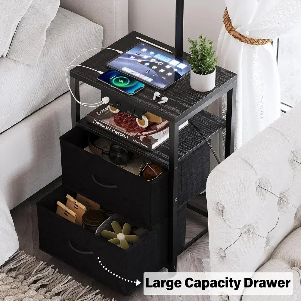 Floor Lamp with Table & 2 Drawers