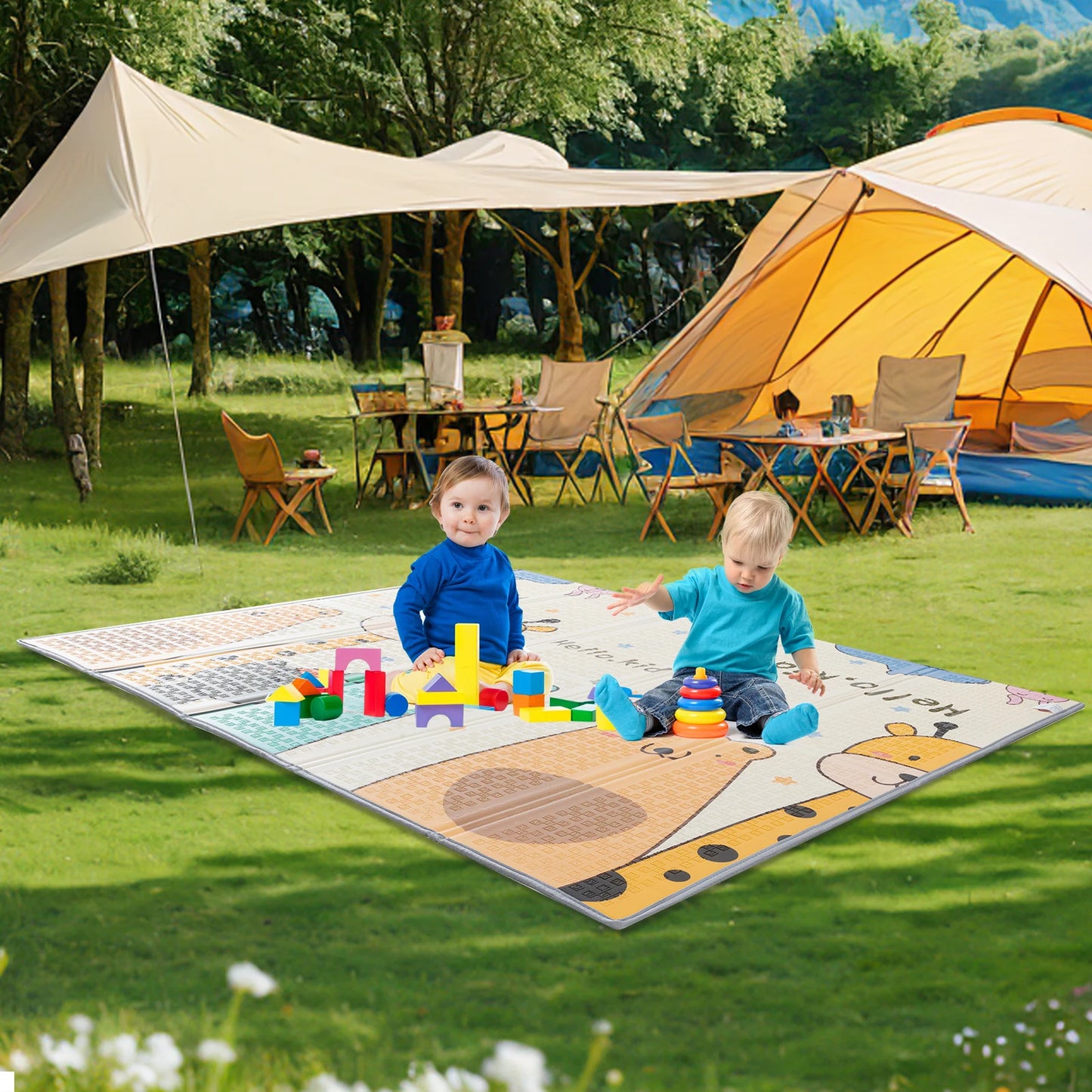 71" x59" Large Playyard,Baby Playpen with Mat