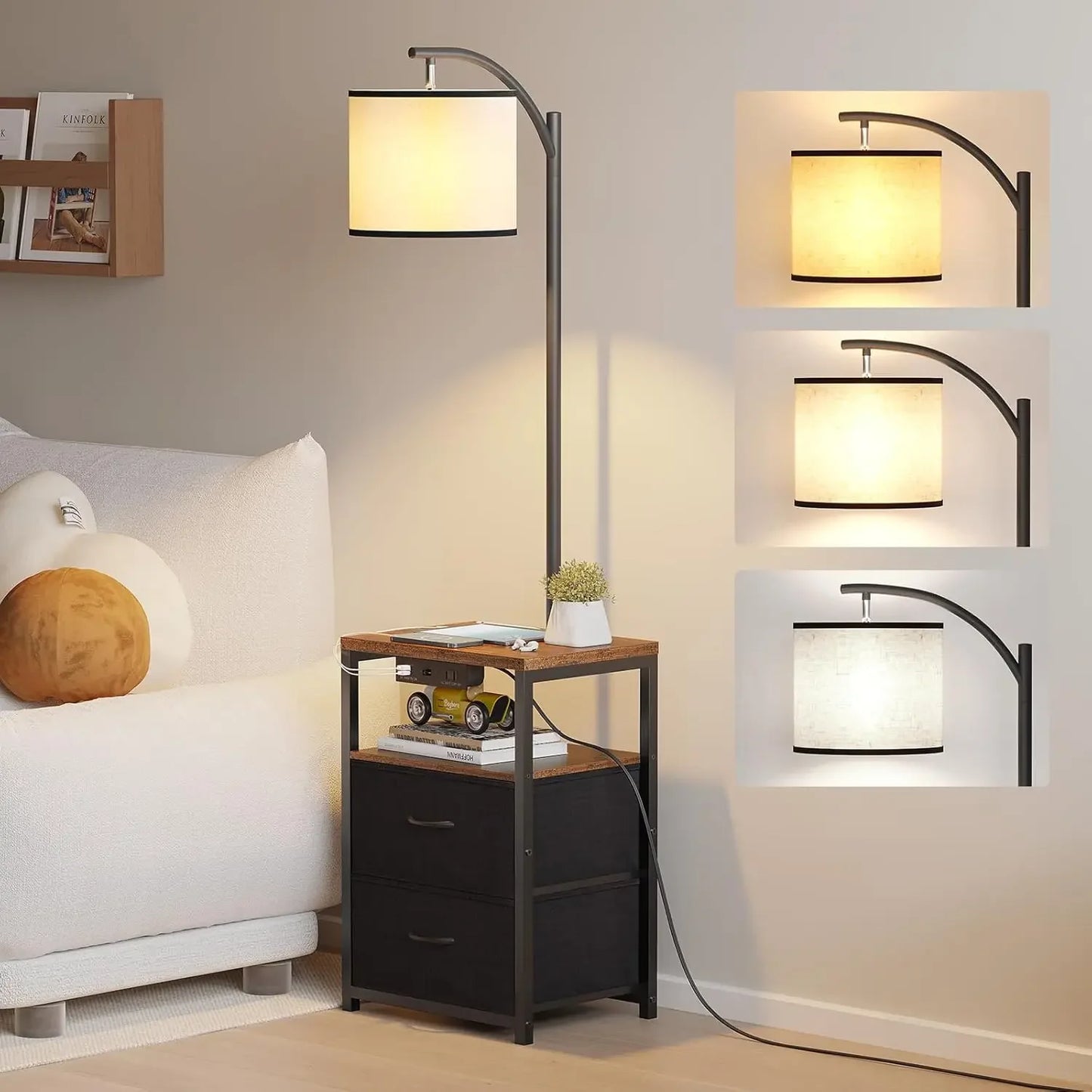 Floor Lamp with Table & 2 Drawers