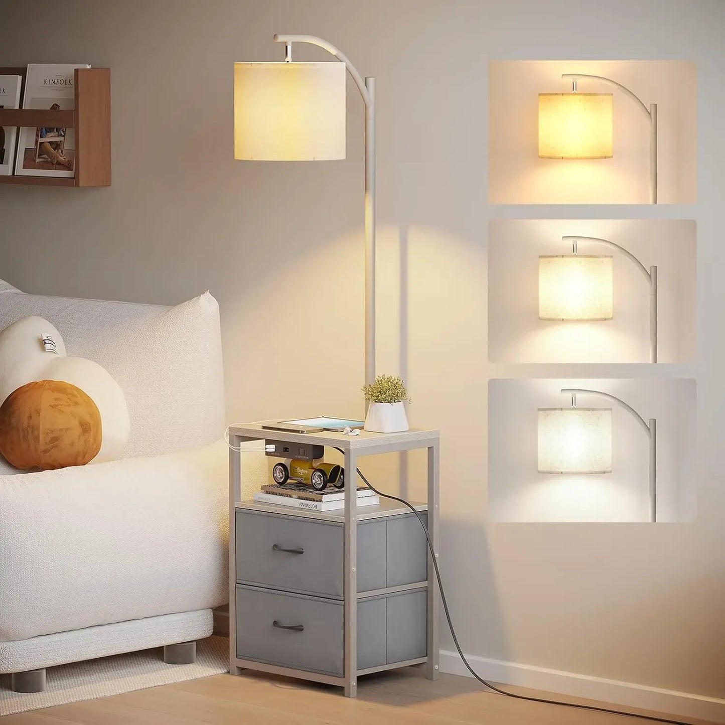 Floor Lamp with Table & 2 Drawers