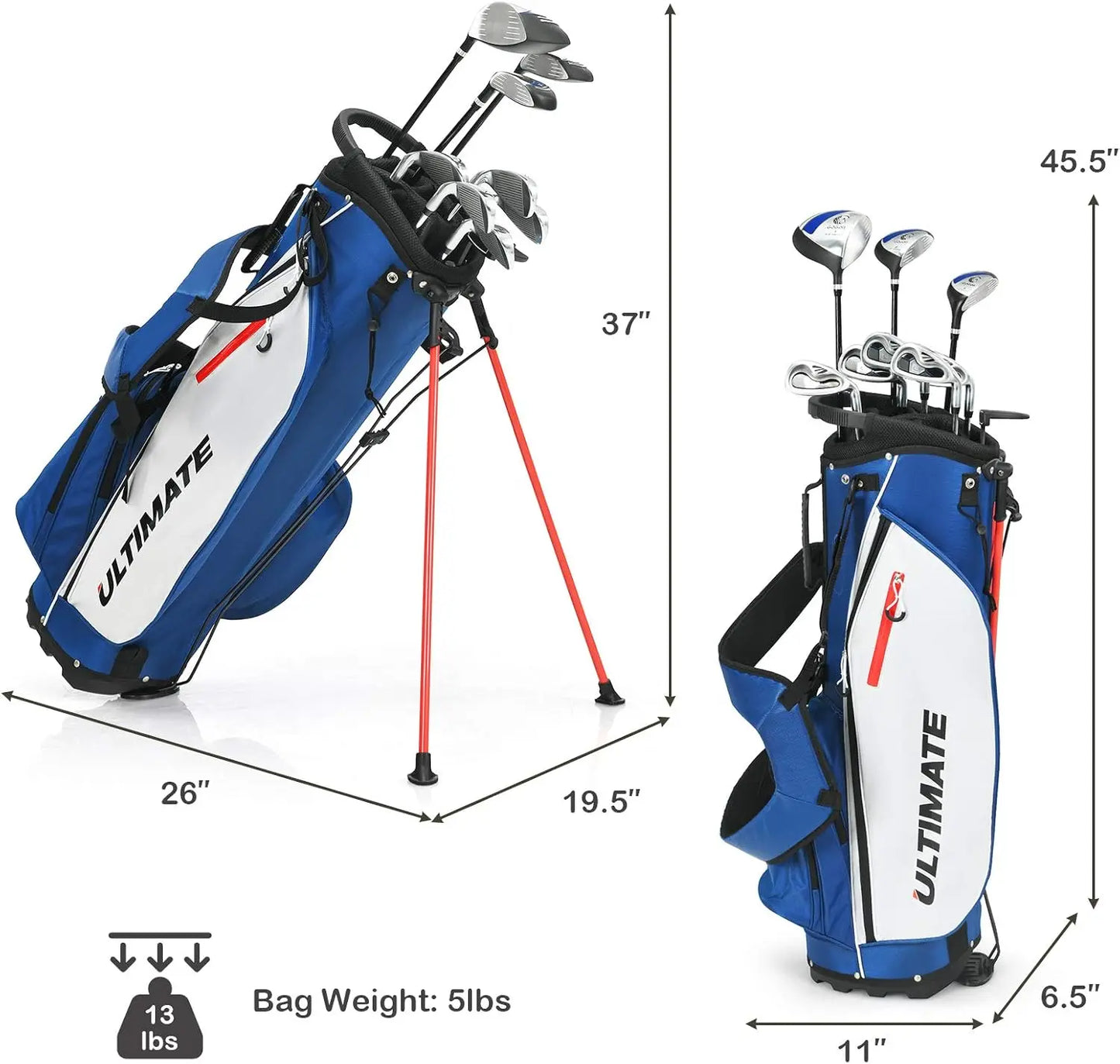 9/10 Pieces Men's Complete Golf Clubs Set