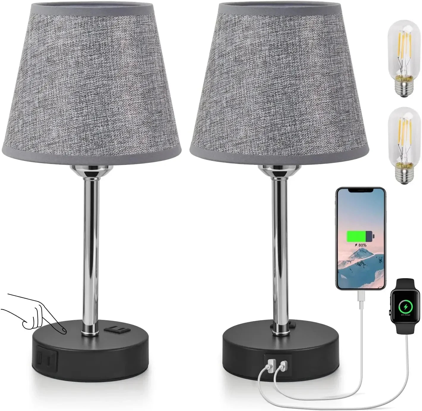 Bedside Table Lamps Set of 2