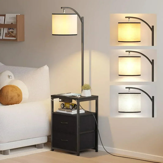 Floor Lamp with Table & 2 Drawers