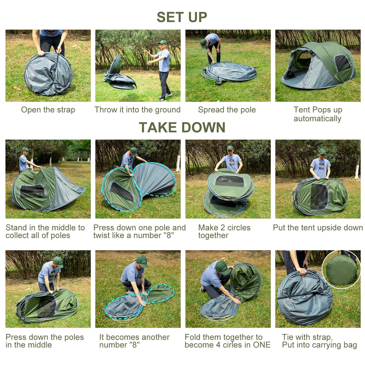 3-4 People Outdoor Throw Open Tent